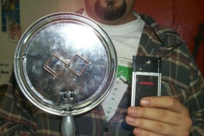 DIY cantenna with cookie tin - Front